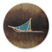 Dog Sled on Cariou Fur Keramische Knop (Voorkant)