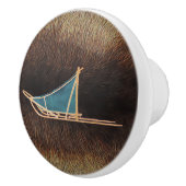 Dog Sled on Cariou Fur Keramische Knop (Rechts)
