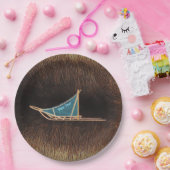 Dog Sled on Cariou Fur Papieren Bordje (Feest)