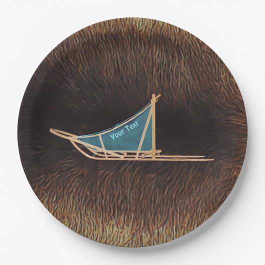 Dog Sled on Cariou Fur Papieren Bordje (Voorkant)