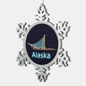 Dog Sled Tin Sneeuwvlok Ornament (Rechts)