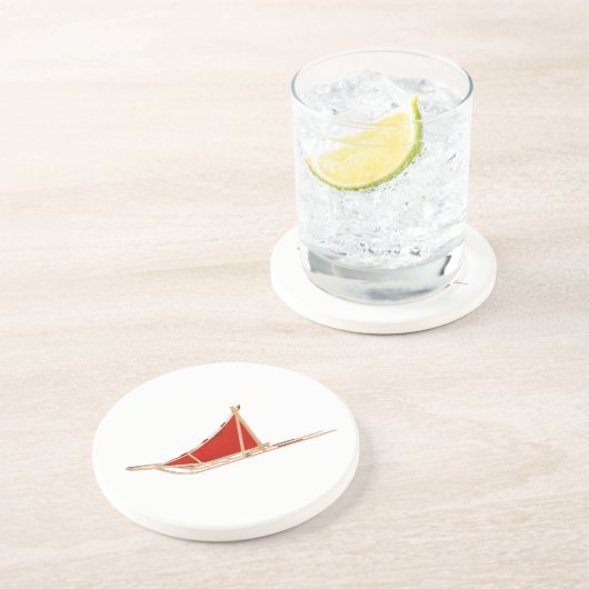 Dog Sled Zandsteen Onderzetter (Zijkant)