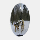 Dog Sledding in Quebec, Canada Keramisch Ornament (Rechts)