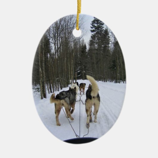 Dog Sledding in Quebec, Canada Keramisch Ornament (Voorkant)