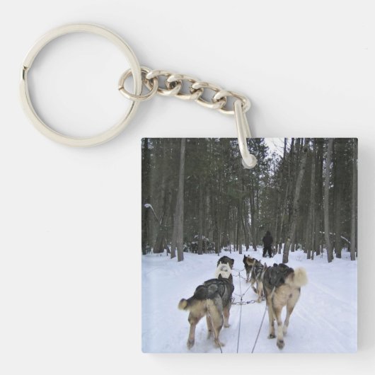 Dog Sledding in Quebec, Canada Sleutelhanger (voorkant)