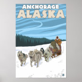 Dog Sledding Scene - Anchorage, Alaska Poster (Voorkant)