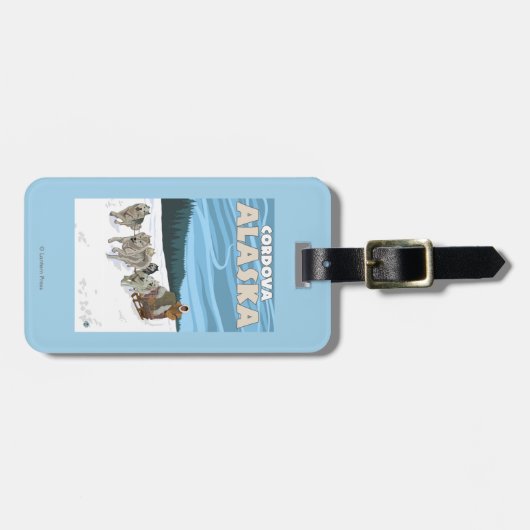 Dog Sledding Scene - Cordova, Alaska Bagagelabel (Voorkant horizontaal)