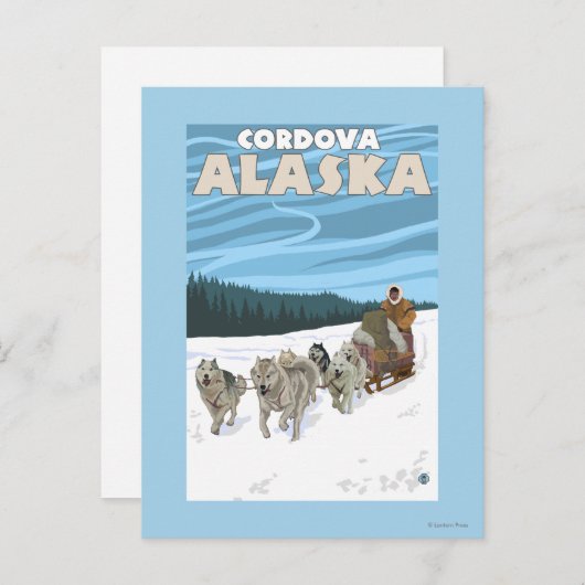 Dog Sledding Scene - Cordova, Alaska Briefkaart (Voorkant / Achterkant)