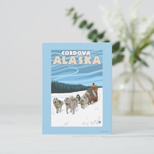 Dog Sledding Scene - Cordova, Alaska Briefkaart (Staand voorkant)