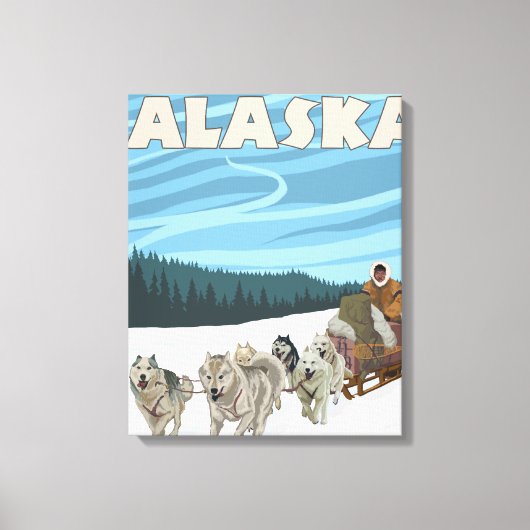 Dog Sledding Scene - Cordova, Alaska Canvas Afdruk (Voorkant)