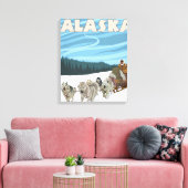 Dog Sledding Scene - Cordova, Alaska Canvas Afdruk (Insitu (Woonkamer))