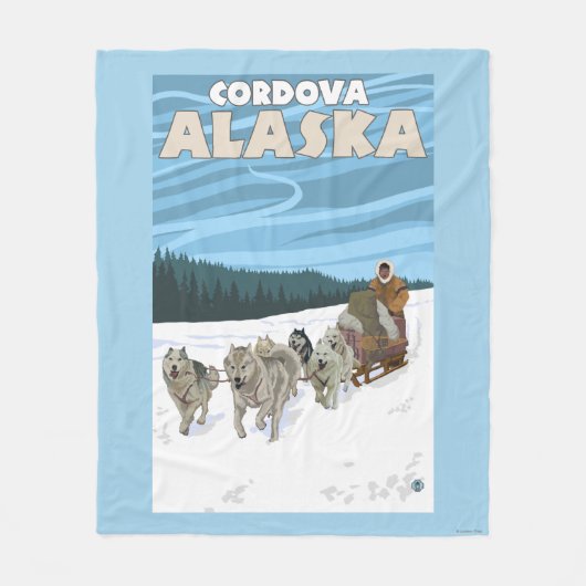 Dog Sledding Scene - Cordova, Alaska Fleece Deken (Voorkant)