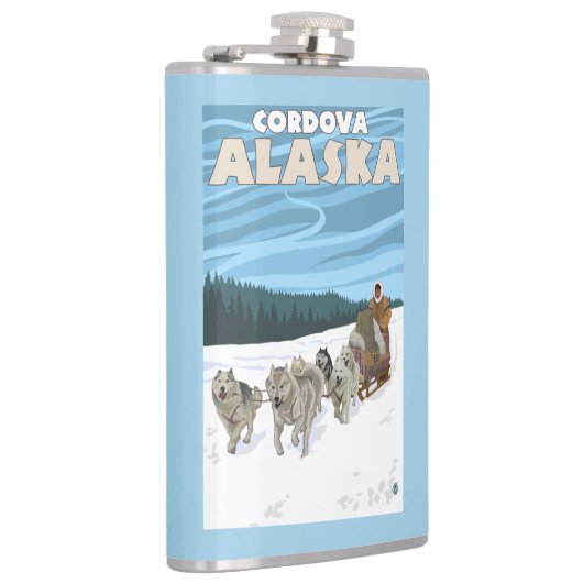 Dog Sledding Scene - Cordova, Alaska Heupfles (Rechts)