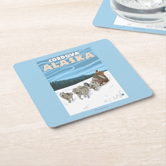 Dog Sledding Scene - Cordova, Alaska Kartonnen Onderzetters (Schuin)