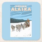 Dog Sledding Scene - Cordova, Alaska Kartonnen Onderzetters (Voorkant)