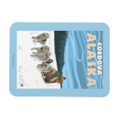 Dog Sledding Scene - Cordova, Alaska Magneet (Horizontaal)