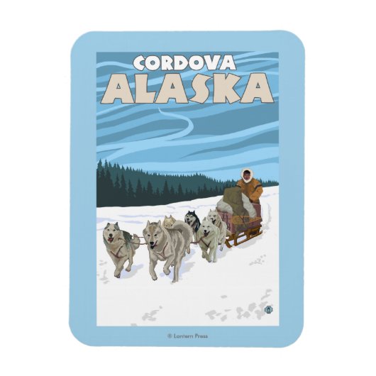 Dog Sledding Scene - Cordova, Alaska Magneet (Verticaal)