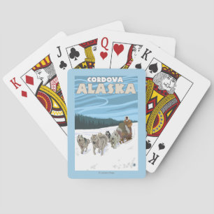 Dog Sledding Scene - Cordova, Alaska Pokerkaarten