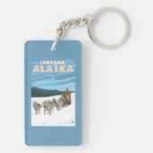 Dog Sledding Scene - Cordova, Alaska Sleutelhanger (achterkant)