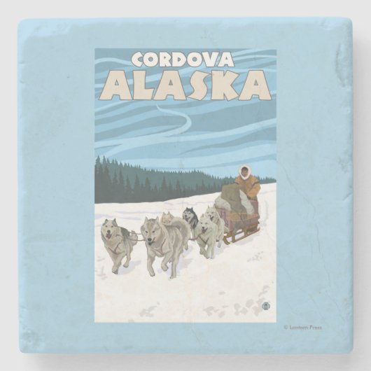 Dog Sledding Scene - Cordova, Alaska Stenen Onderzetter (Voorkant)
