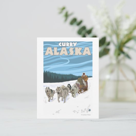 Dog Sledding Scene - Curry, Alaska Briefkaart (Staand voorkant)