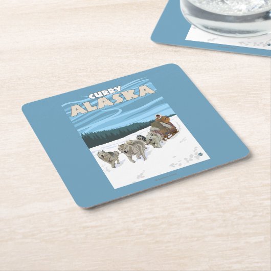 Dog Sledding Scene - Curry, Alaska Kartonnen Onderzetters (Schuin)