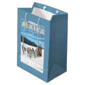 Dog Sledding Scene - Curry, Alaska Medium Cadeauzakje (Achterkant Gekanteld)