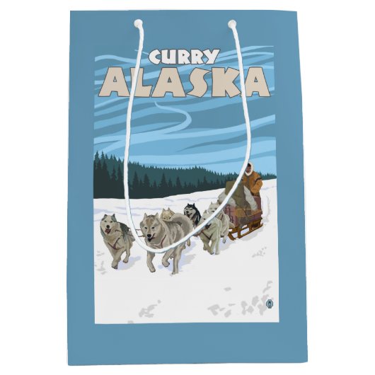 Dog Sledding Scene - Curry, Alaska Medium Cadeauzakje (Voorkant)