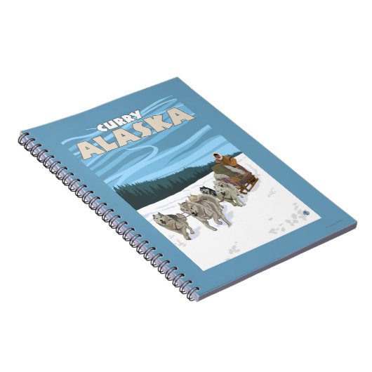 Dog Sledding Scene - Curry, Alaska Notitieboek (Rechterzijde)