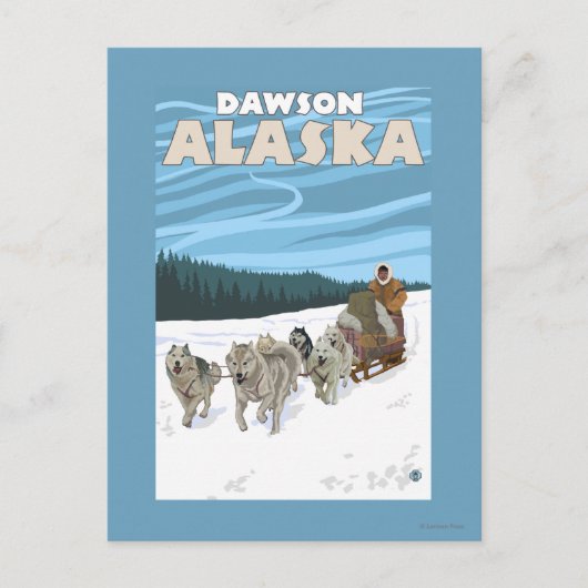 Dog Sledding Scene - Dawson, Alaska Briefkaart (Voorkant)