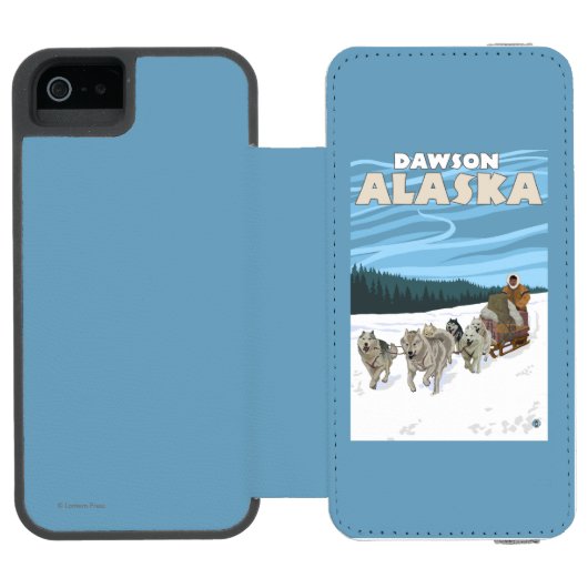 Dog Sledding Scene - Dawson, Alaska Incipio iPhone Portemonnee Hoesje (Agenda Open)