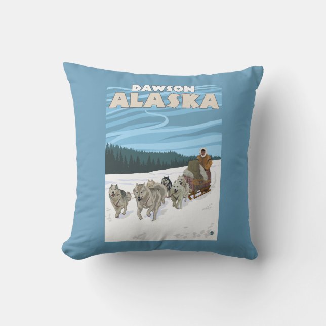 Dog Sledding Scene - Dawson, Alaska Kussen (Voorkant)