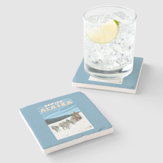 Dog Sledding Scene - Dawson, Alaska Stenen Onderzetter (Zijkant)