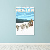 Dog Sledding Scene - Denali Nat'l Park, Alaska Canvas Afdruk (Insitu (Houten vloer))