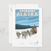 Dog Sledding Scene - Fairbanks, Alaska Briefkaart (Voorkant / Achterkant)