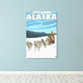 Dog Sledding Scene - Iditarod, Alaska Canvas Afdruk (Insitu (Houten vloer))