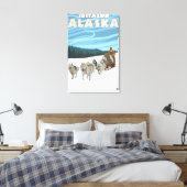 Dog Sledding Scene - Iditarod, Alaska Canvas Afdruk (Insitu (Slaapkamer))