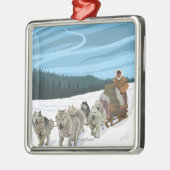 Dog Sledding Scene - Iditarod, Alaska Metalen Ornament (Links)