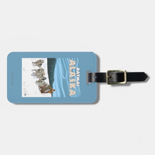 Dog Sledding Scene - Katmai, Alaska Bagagelabel (Voorkant horizontaal)