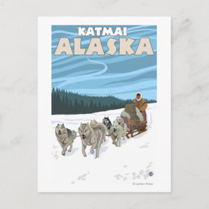 Dog Sledding Scene - Katmai, Alaska Briefkaart