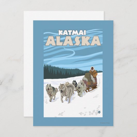 Dog Sledding Scene - Katmai, Alaska Briefkaart (Voorkant / Achterkant)