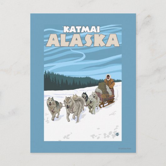 Dog Sledding Scene - Katmai, Alaska Briefkaart (Voorkant)