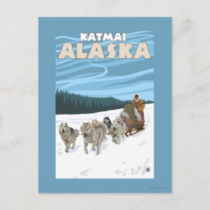 Dog Sledding Scene - Katmai, Alaska Briefkaart