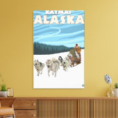 Dog Sledding Scene - Katmai, Alaska Canvas Afdruk (Insitu (Woonkamer))