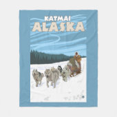 Dog Sledding Scene - Katmai, Alaska Fleece Deken (Voorkant)