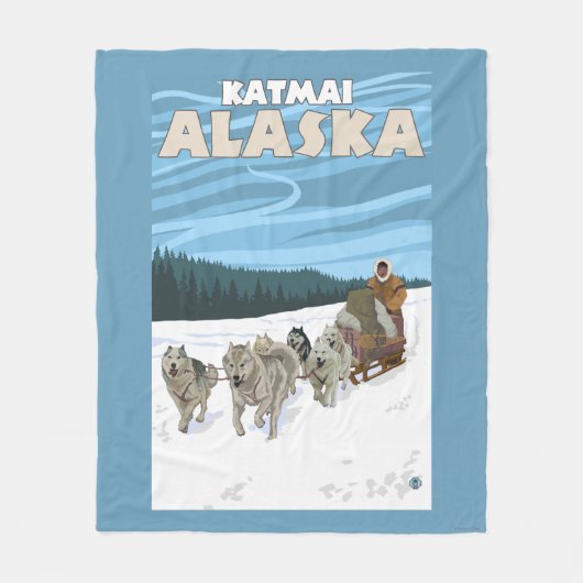 Dog Sledding Scene - Katmai, Alaska Fleece Deken (Voorkant)