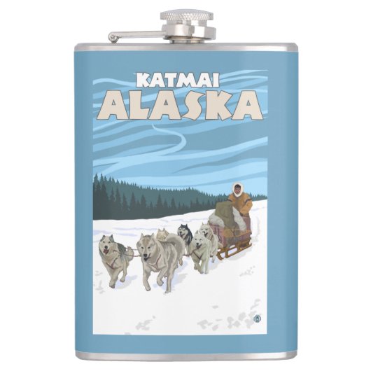Dog Sledding Scene - Katmai, Alaska Heupfles (Voorkant)