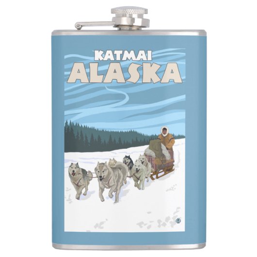 Dog Sledding Scene - Katmai, Alaska Heupfles (Voorkant)