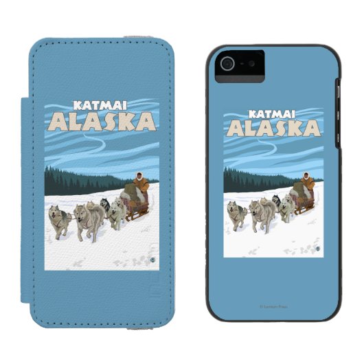 Dog Sledding Scene - Katmai, Alaska Incipio iPhone Portemonnee Hoesje (Naast elkaar)