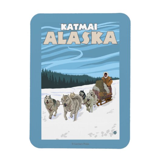 Dog Sledding Scene - Katmai, Alaska Magneet (Verticaal)